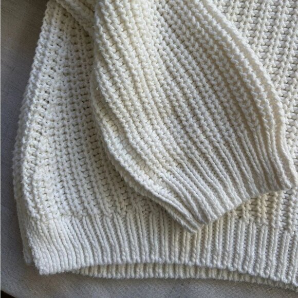H&M White Chunky Knit Crew Neck Sweater Women’s Size L - Picture 4 of 8